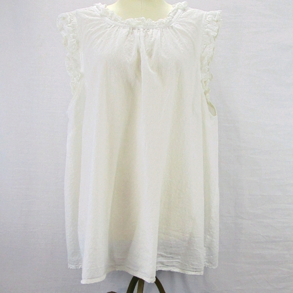 Eloquii 100% Cotton Sleeveless Top with Ruffle Detail Size 16